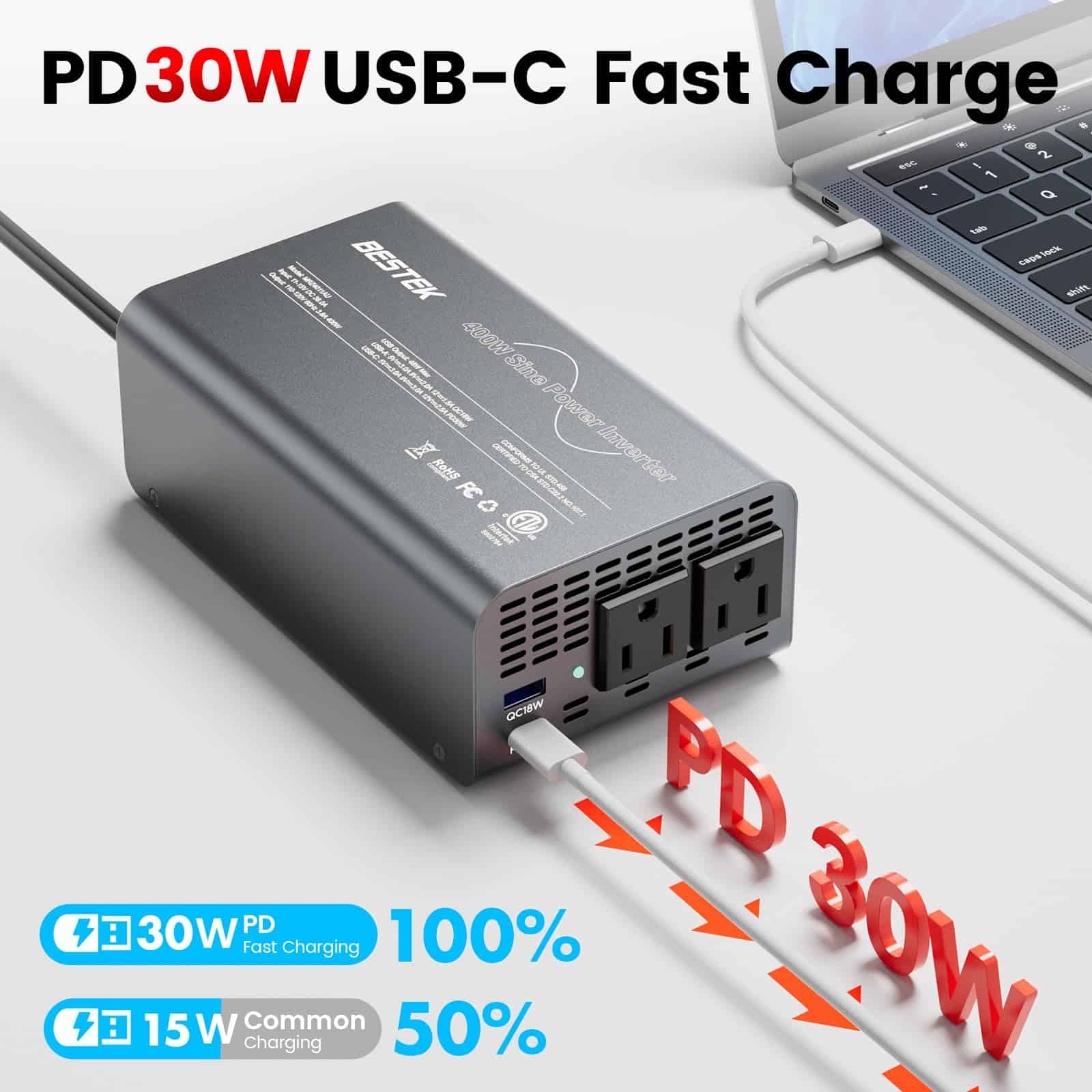 Inversor de Corriente Onda Senoidal Pura BESTEK 400W - - Imagen 4