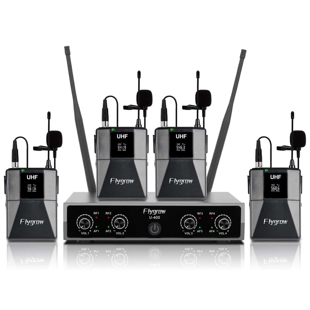 Sistema de micrófono inalámbrico Flygrow Pro UHF de 4