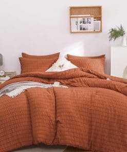 Juego de edredón completo Haowaner Seersucker en color