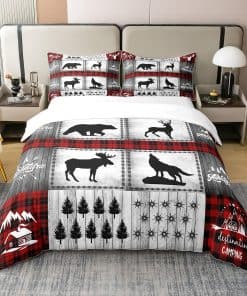 Manfei Cotton Christmas Vintage Grids Duvet Cover Full