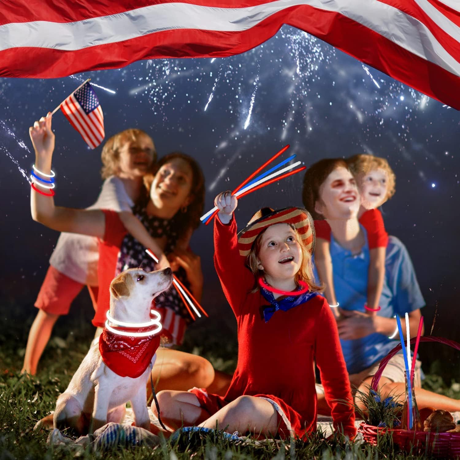 YOFOBU 500 PCS Pulseras y Collares Luminosos Azules 8" Pack - Imagen 6