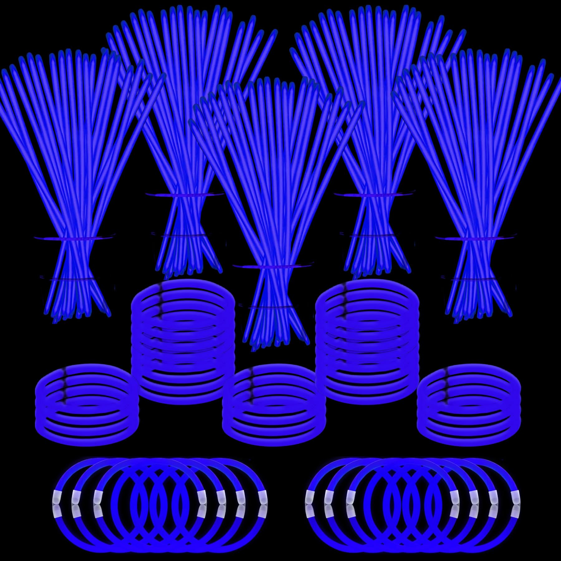 YOFOBU 500 PCS Pulseras y Collares Luminosos Azules 8" Pack