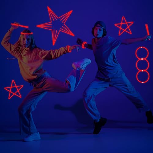 YOFOBU 500 PCS Pulseras y Collares Luminosos Rojos 8" - Imagen 5