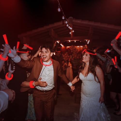 YOFOBU 500 PCS Pulseras y Collares Luminosos Rojos 8" - Imagen 8