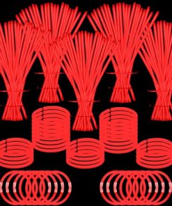 YOFOBU 500 PCS Pulseras y Collares Luminosos Rojos 8"