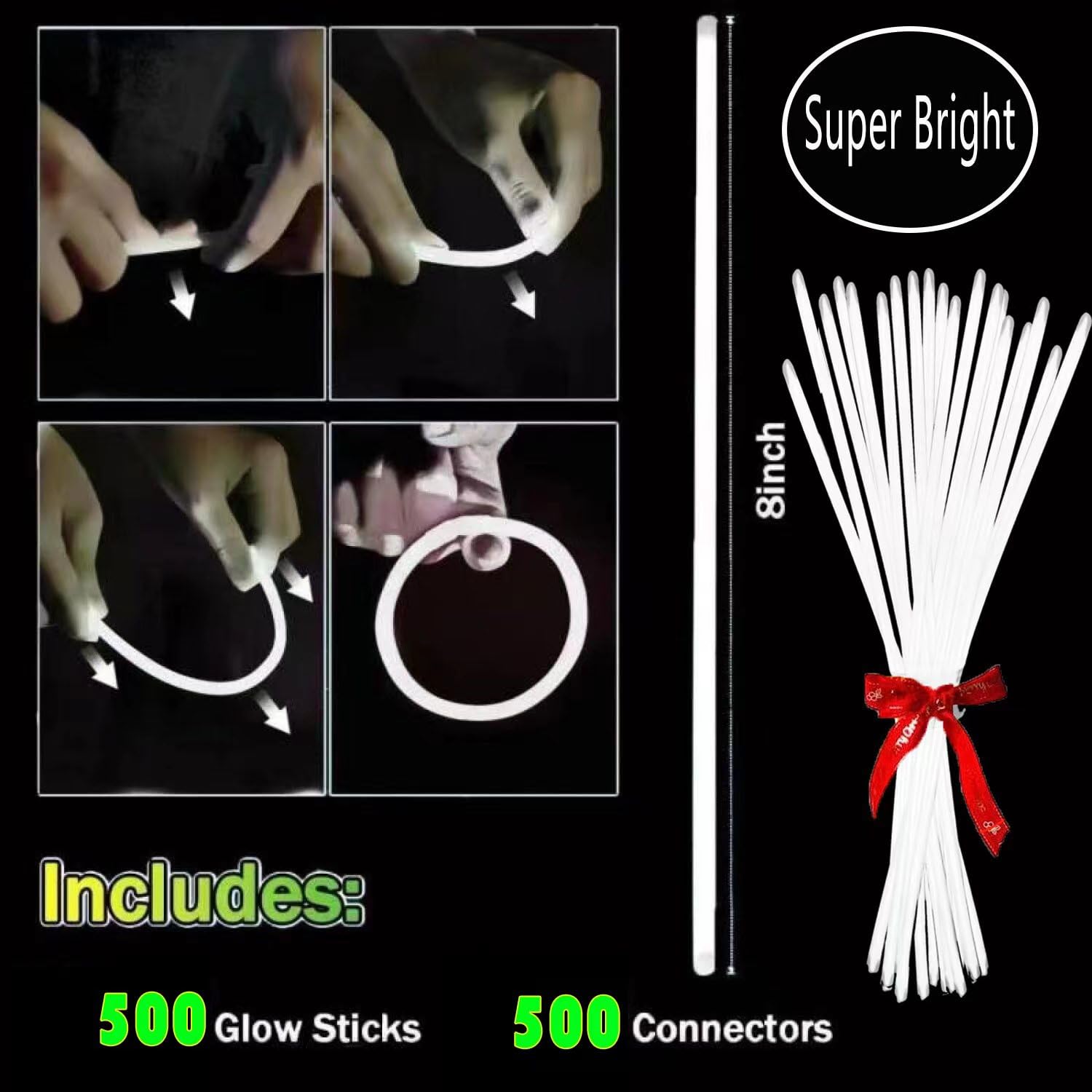 YOFOBU 500 PCS Pulseras y Collares de Palitos Luminosos - Imagen 3