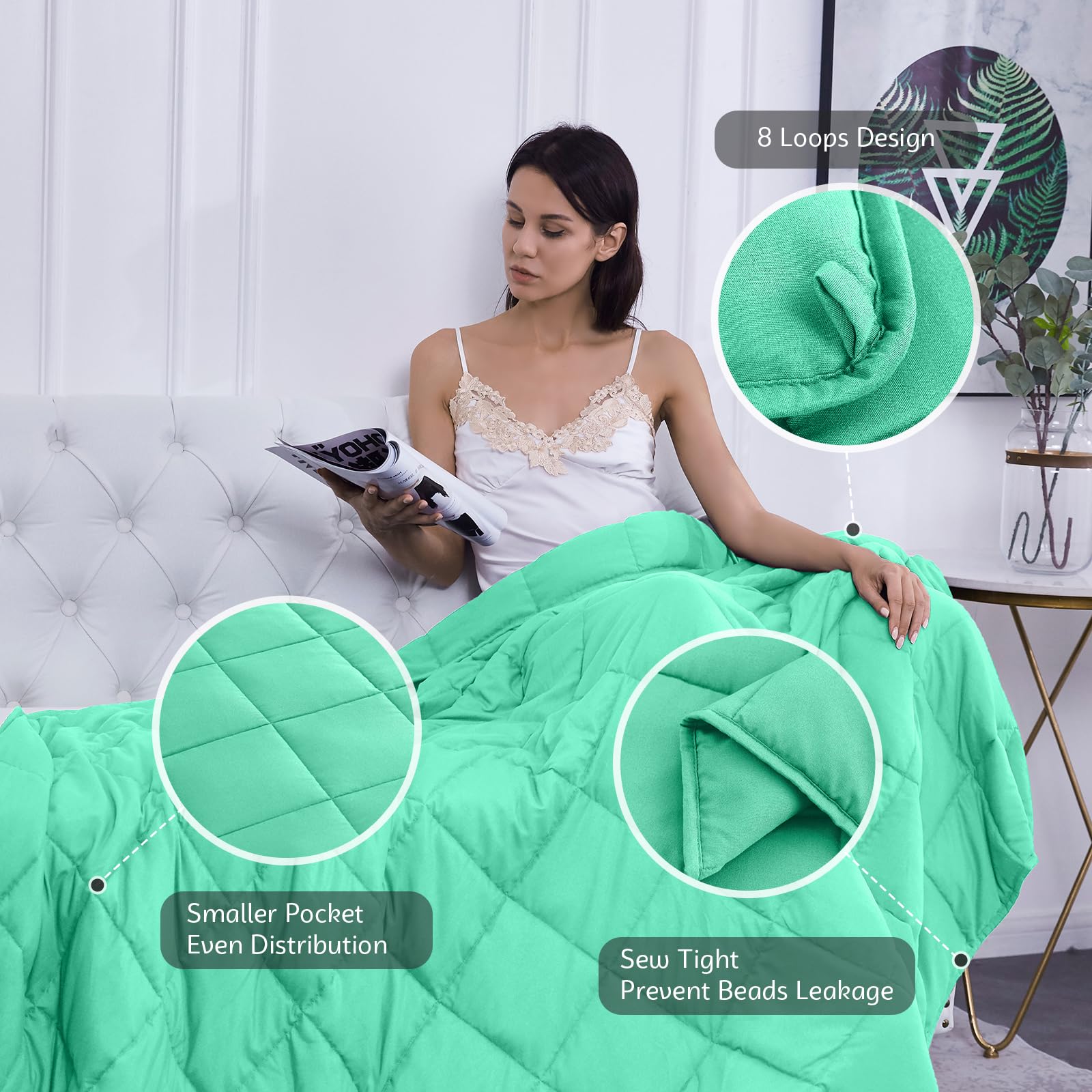 Manta Ponderada L'AGRATY - 60"x80" 20 libras -Verde - Imagen 5