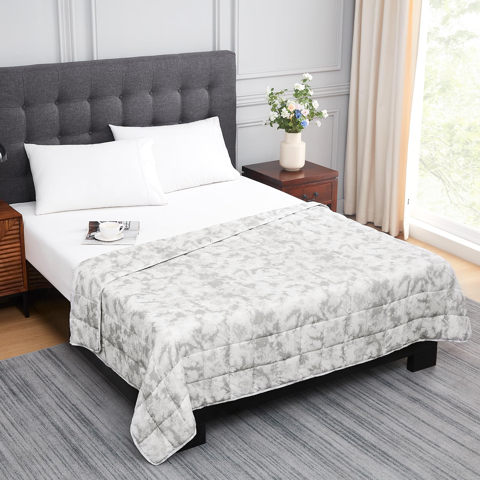 Manta Ponderada L'AGRATY - 48"x72" 20lbs -Gris Blanco Tie Dy - Imagen 3