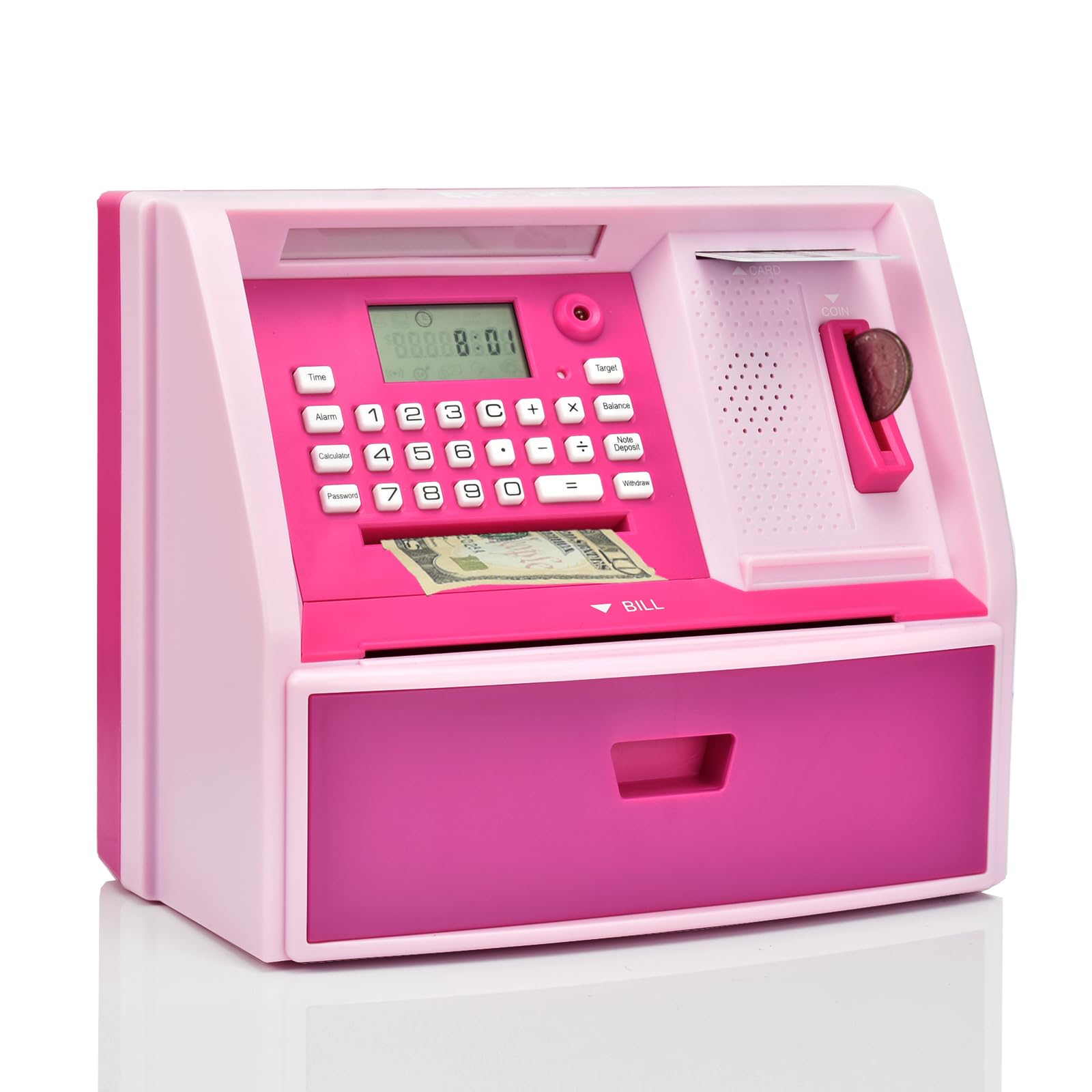 ATMBnk Alcancía Interactiva de Cajero -Rosado/Rosado