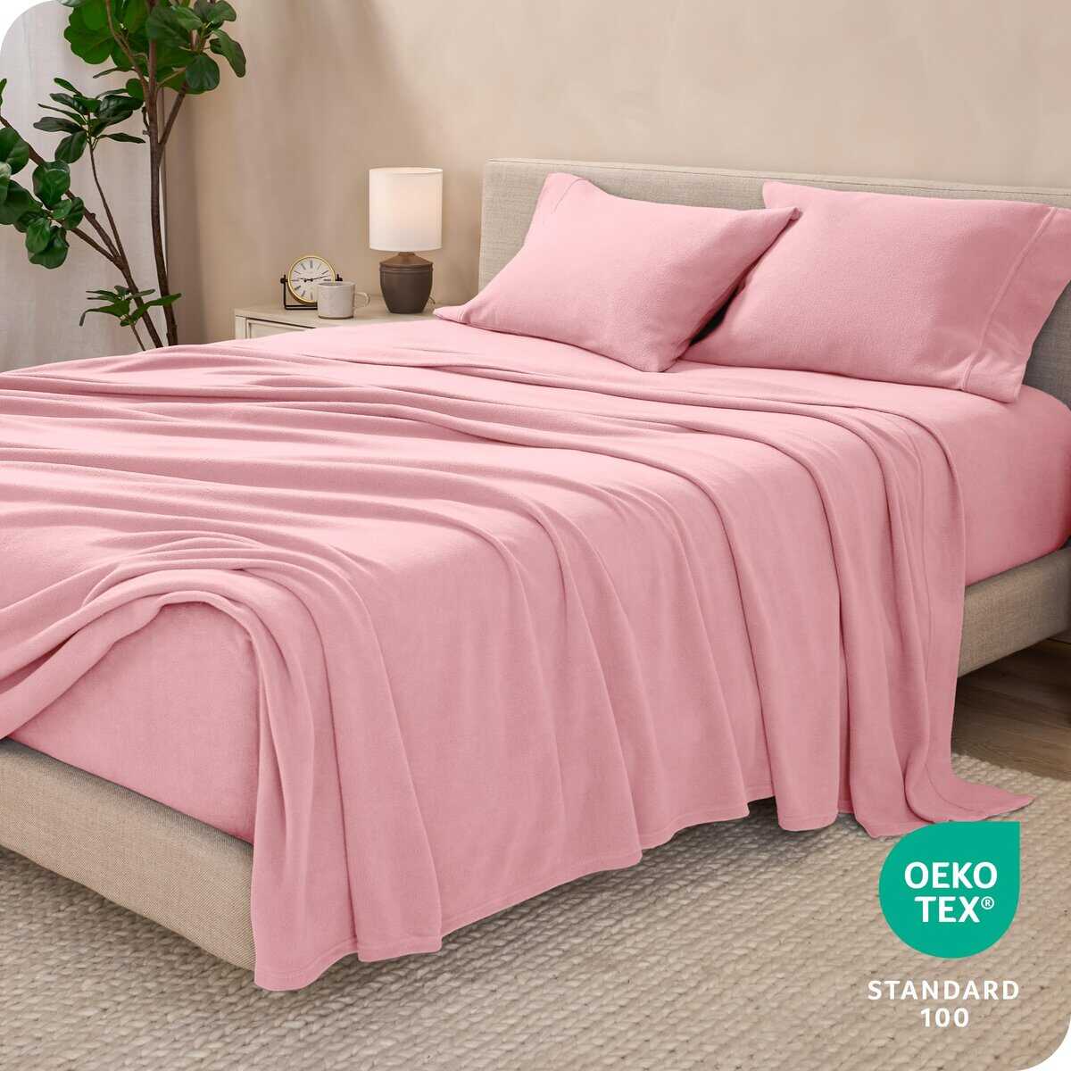 Juego de sábanas de franela súper suave Bare -Rosa claro - Imagen 7