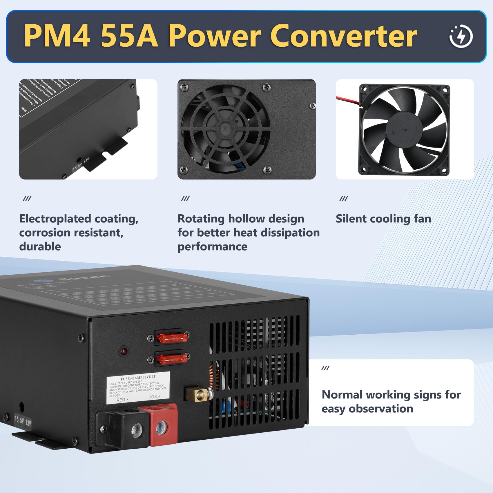Conversor de Potencia RV PM4 55A, 110V AC a 12V DC - Imagen 6
