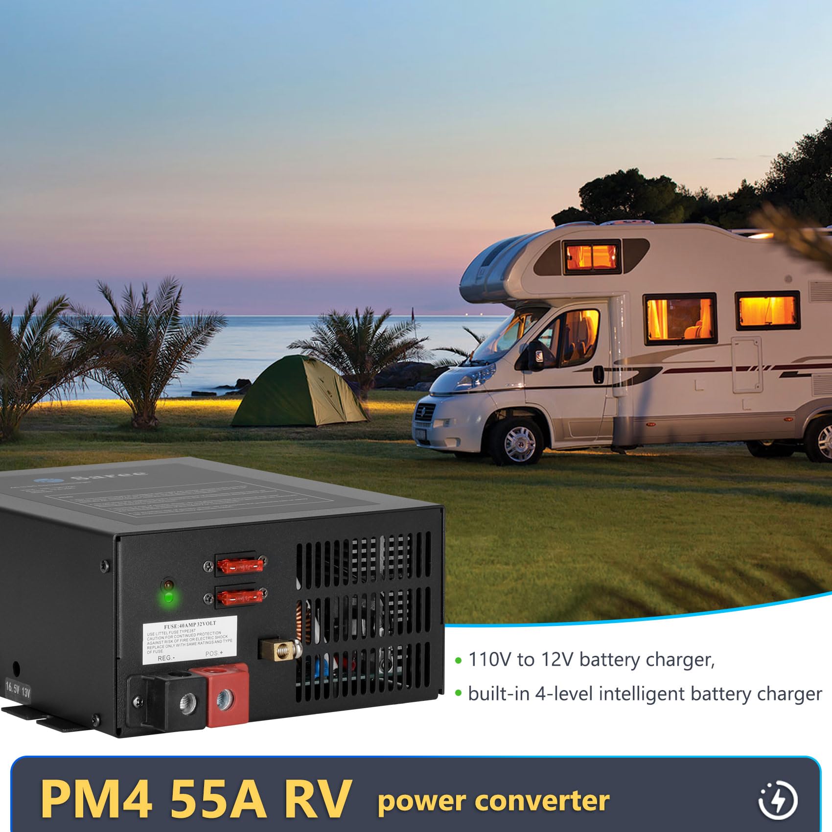 Conversor de Potencia RV PM4 55A, 110V AC a 12V DC - Imagen 8