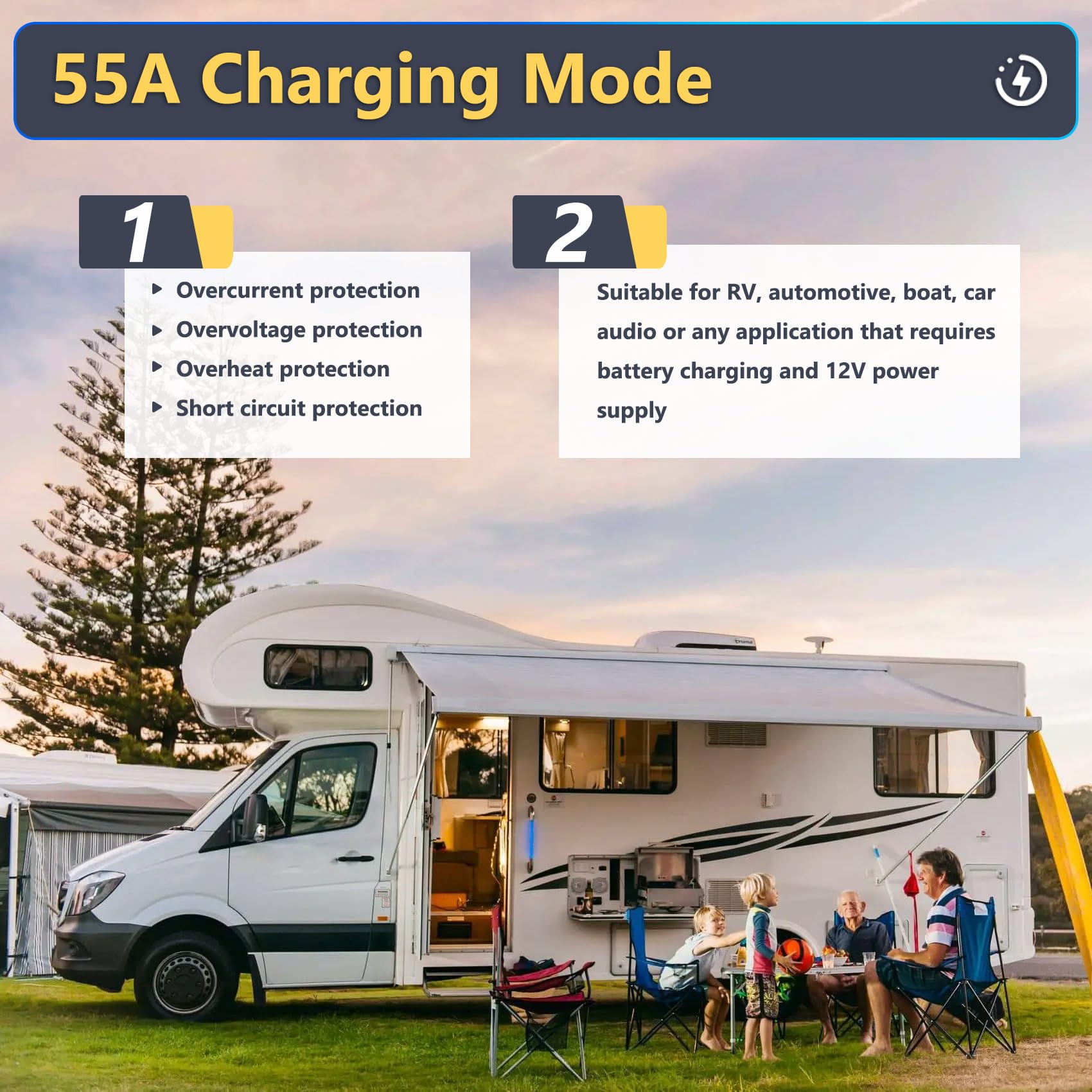 Conversor de Potencia RV PM4 55A, 110V AC a 12V DC - Imagen 7