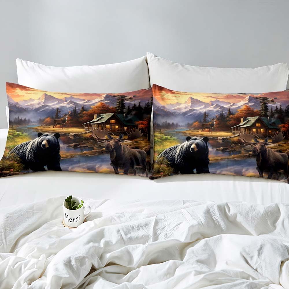 Juego de Funda Nórdica para Cama King de 3 Piezas con Alce, - Imagen 5