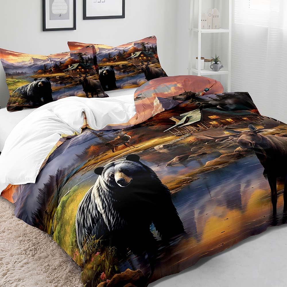 Juego de Funda Nórdica para Cama King de 3 Piezas con Alce, - Imagen 4