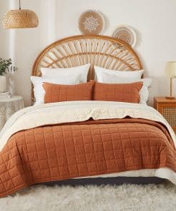 Edredón Individual Burnt Orange de Algodón y Lino - Juego
