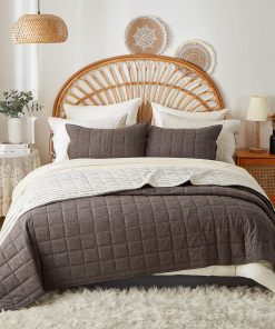 Edredón King Size de Gran Tamaño con Rayas Grises de