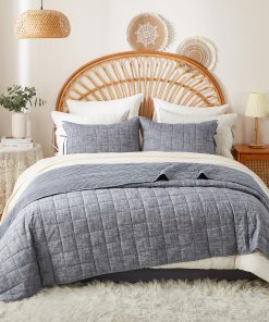 Colcha Twin de Algodón en Azul Marino - Juego de 2 Piezas