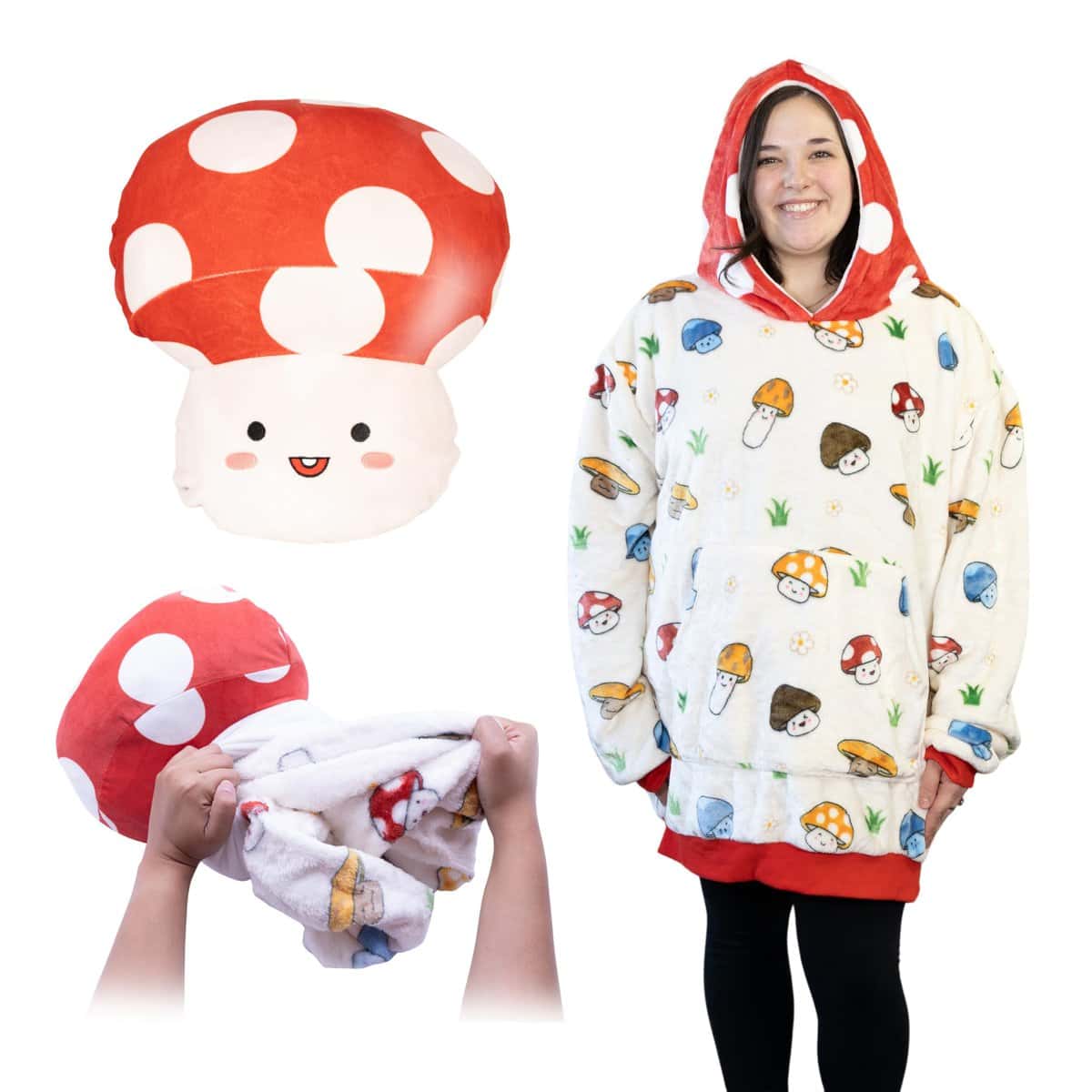Manta con capucha usable Plushible, Micey Mushroom,