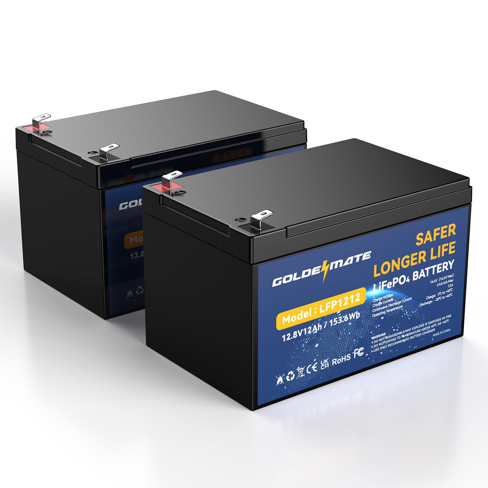 Paquete de 2 baterías de ciclo profundo de litio LiFePO4