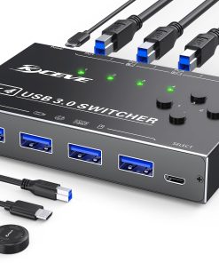 Switch USB 3.0 de 4 Computadoras, MLEEDA 4 Puertos USB
