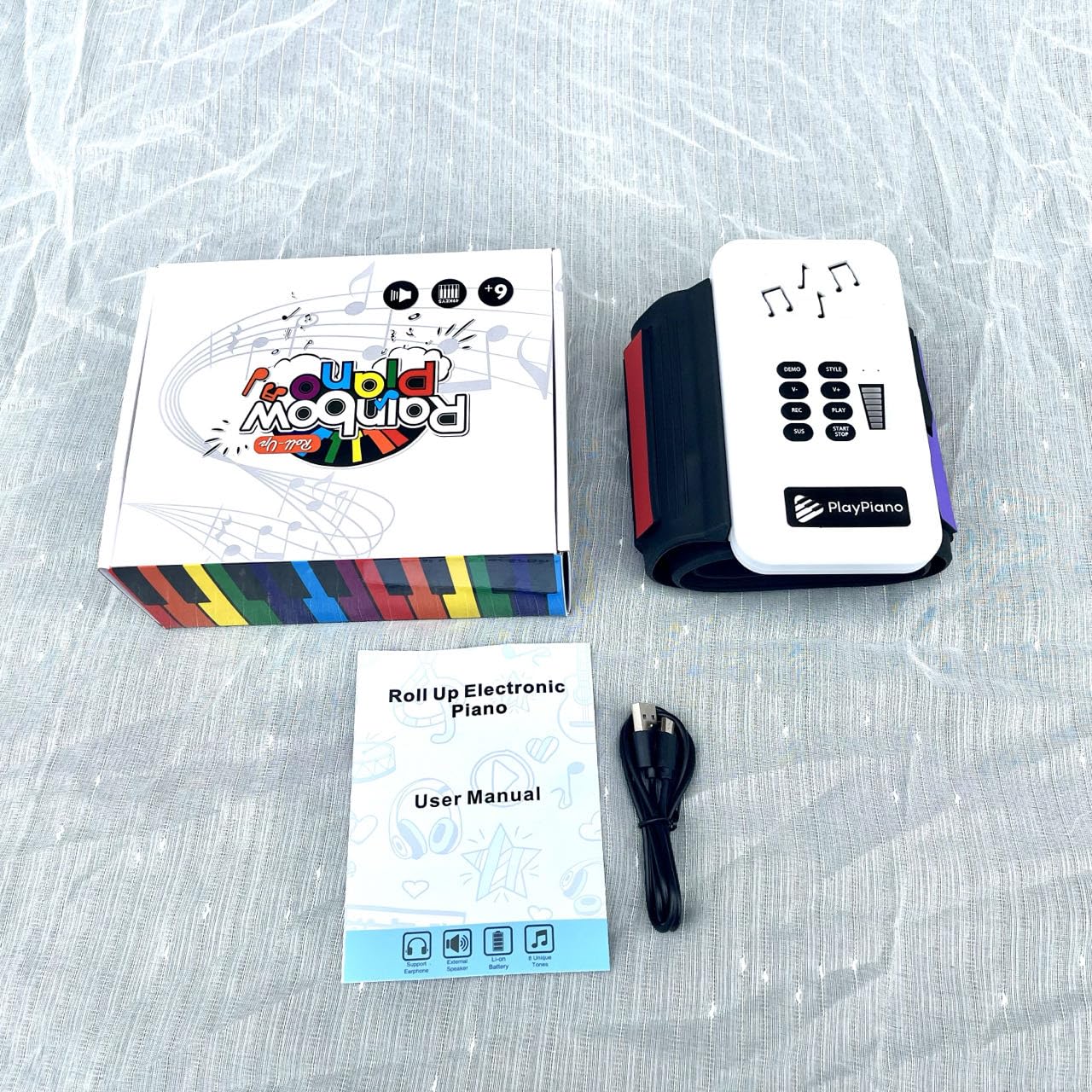 Piano de Teclado de 49 Teclas YUEQIN Recargable, Función de - Imagen 9