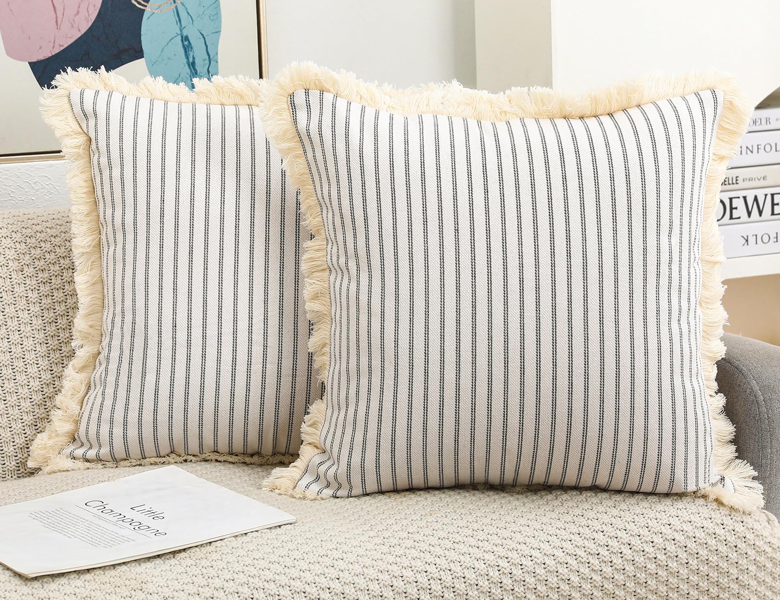 NUYECY Juego de 2 Fundas de Cojín Boho Gris Claro 30 x 30,