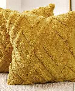 Juego de 2 Fundas de Cojín Amarillo de Piel Sintética DRNOU