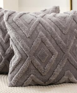 Set de 2 Fundas de Cojín de Piel Sintética Gris 30x30,