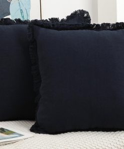 Set de 2 Fundas de Cojín con Flecos de Lino Natural NUYECY,