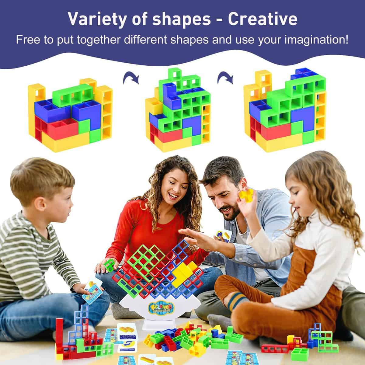 Juego de bloques de equilibrio de 64 piezas para adultos y - Imagen 4