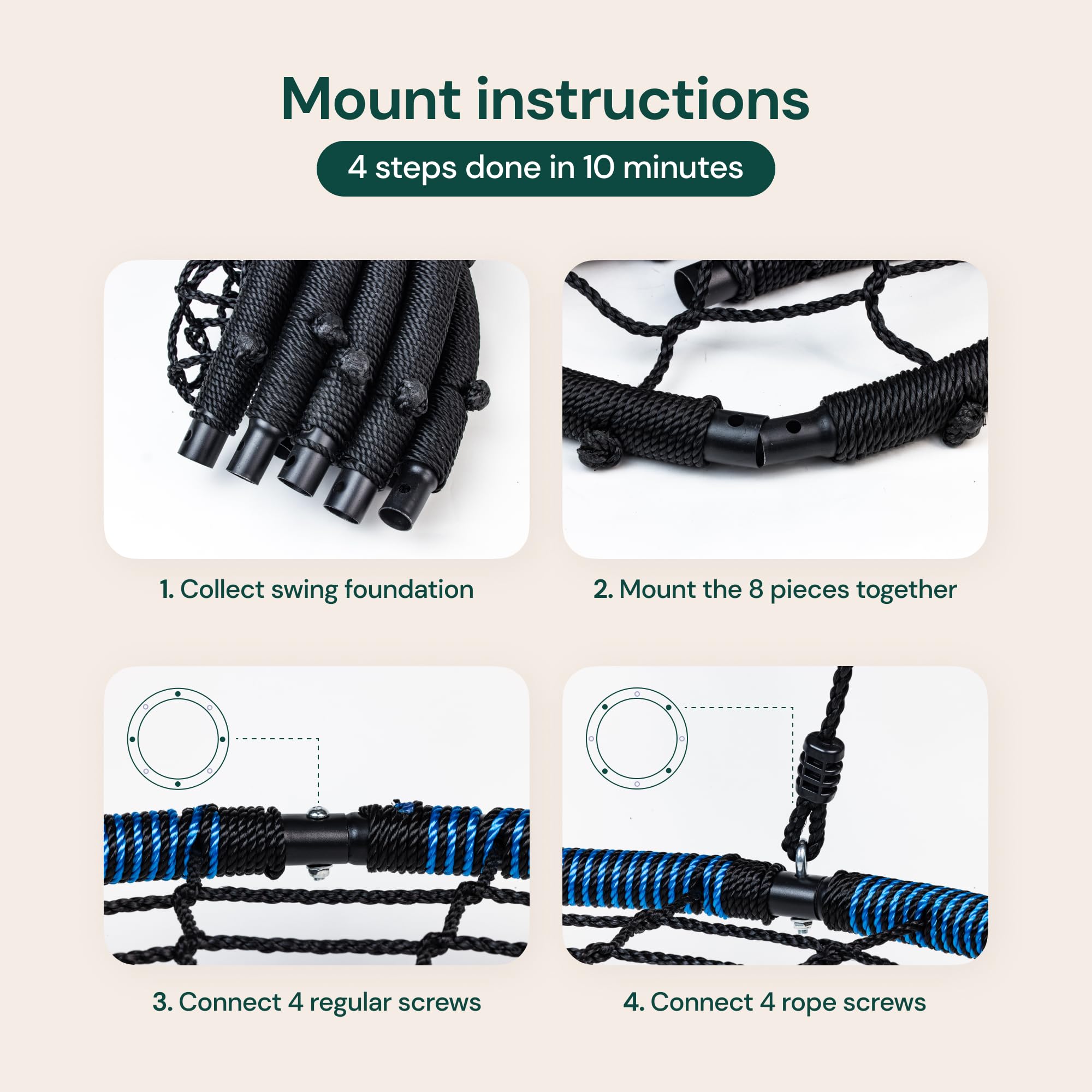 Columpio de árbol en forma de telaraña PlayVibe - Columpio - Imagen 9