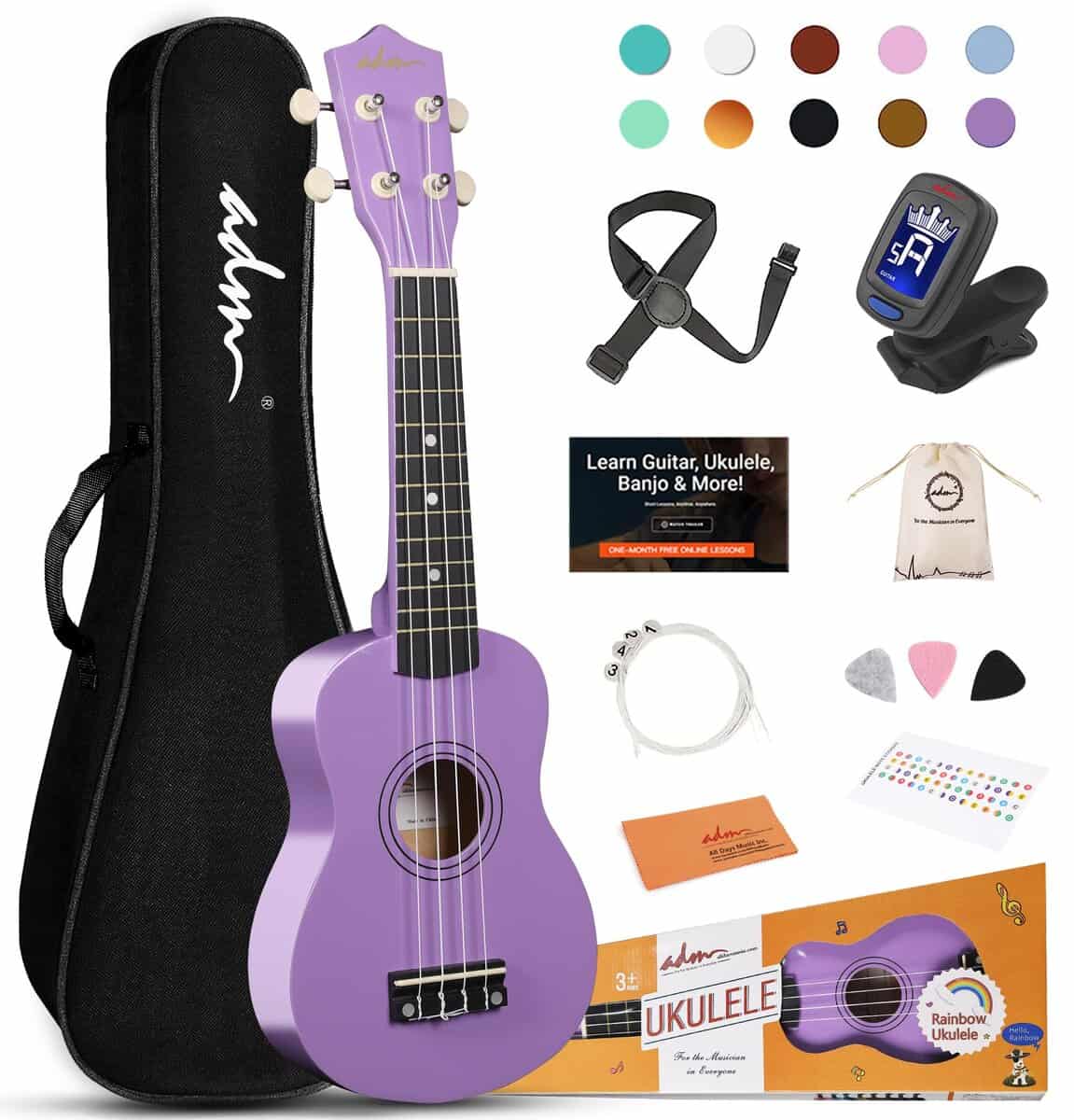 ADM Ukulele para Principiantes Kit de Ukelele de Madera