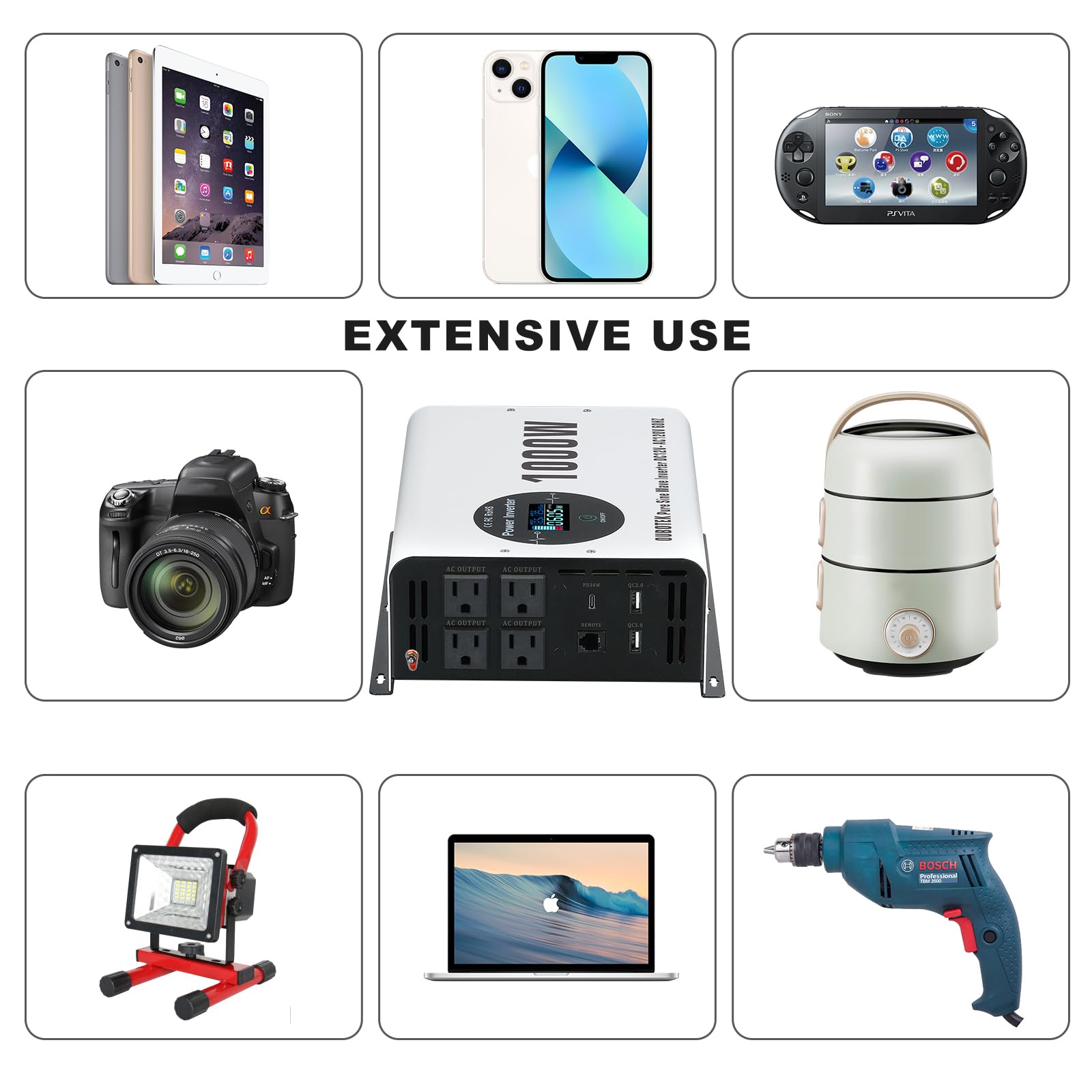 Inversor de Corriente OUBOTEK 1000W Pico de 2000W Onda - Imagen 10