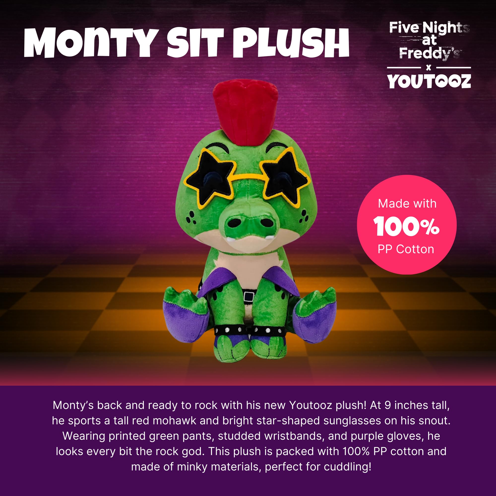 YouTooz FNAF Monty Sitting 9" Inch Plush, Peluche Monty, - Imagen 3