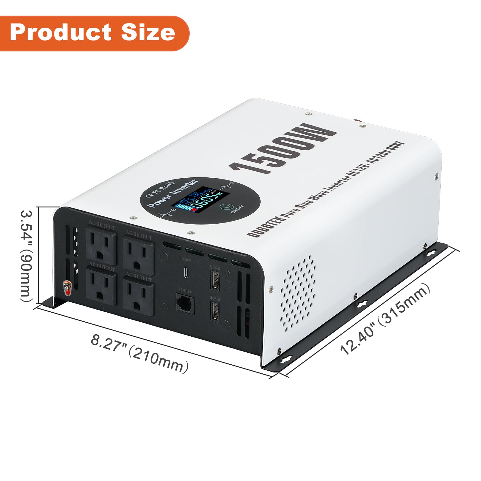 Inversor de Corriente OUBOTEK 1500W Onda Sinusoidal Pura - Imagen 4