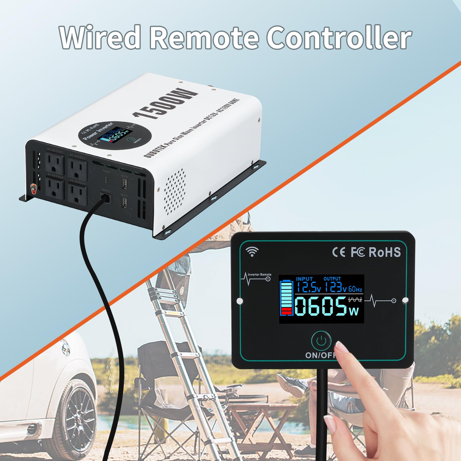 Inversor de Corriente OUBOTEK 1500W Onda Sinusoidal Pura - Imagen 5