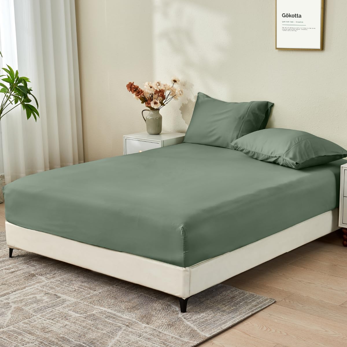 Juego de Sábana Ajustable GOKOTTA 100% Bambú Rayon con