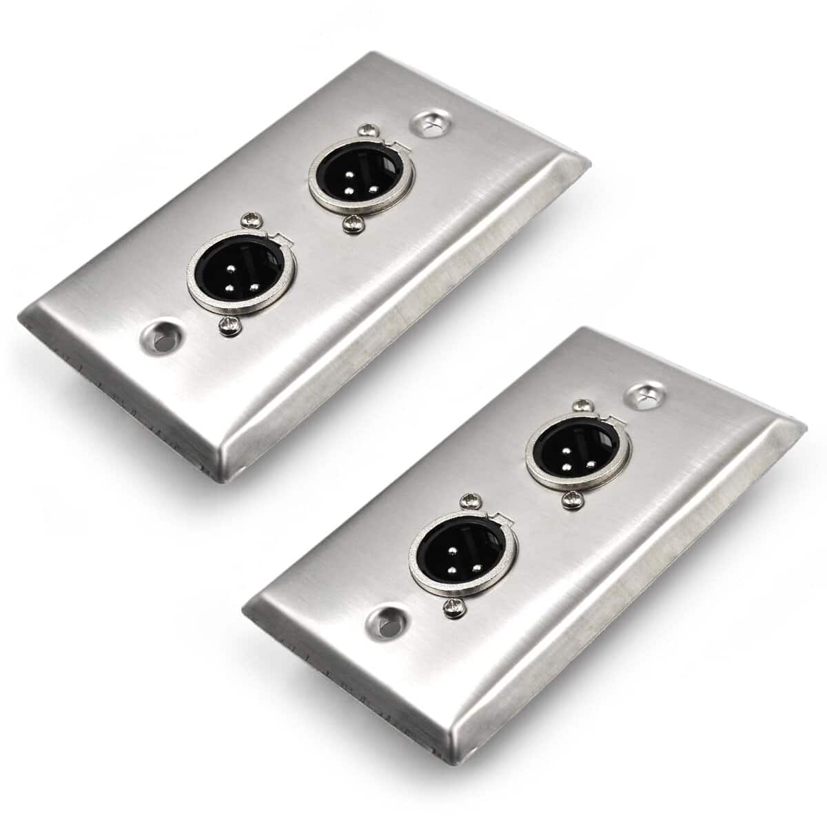 (2 Pack) Placa de Pared de Acero Inoxidable Dual XLR - Imagen 4