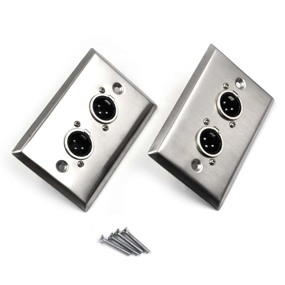 (2 Pack) Placa de Pared de Acero Inoxidable Dual XLR - Imagen 6