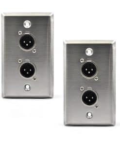 (2 Pack) Placa de Pared de Acero Inoxidable Dual XLR