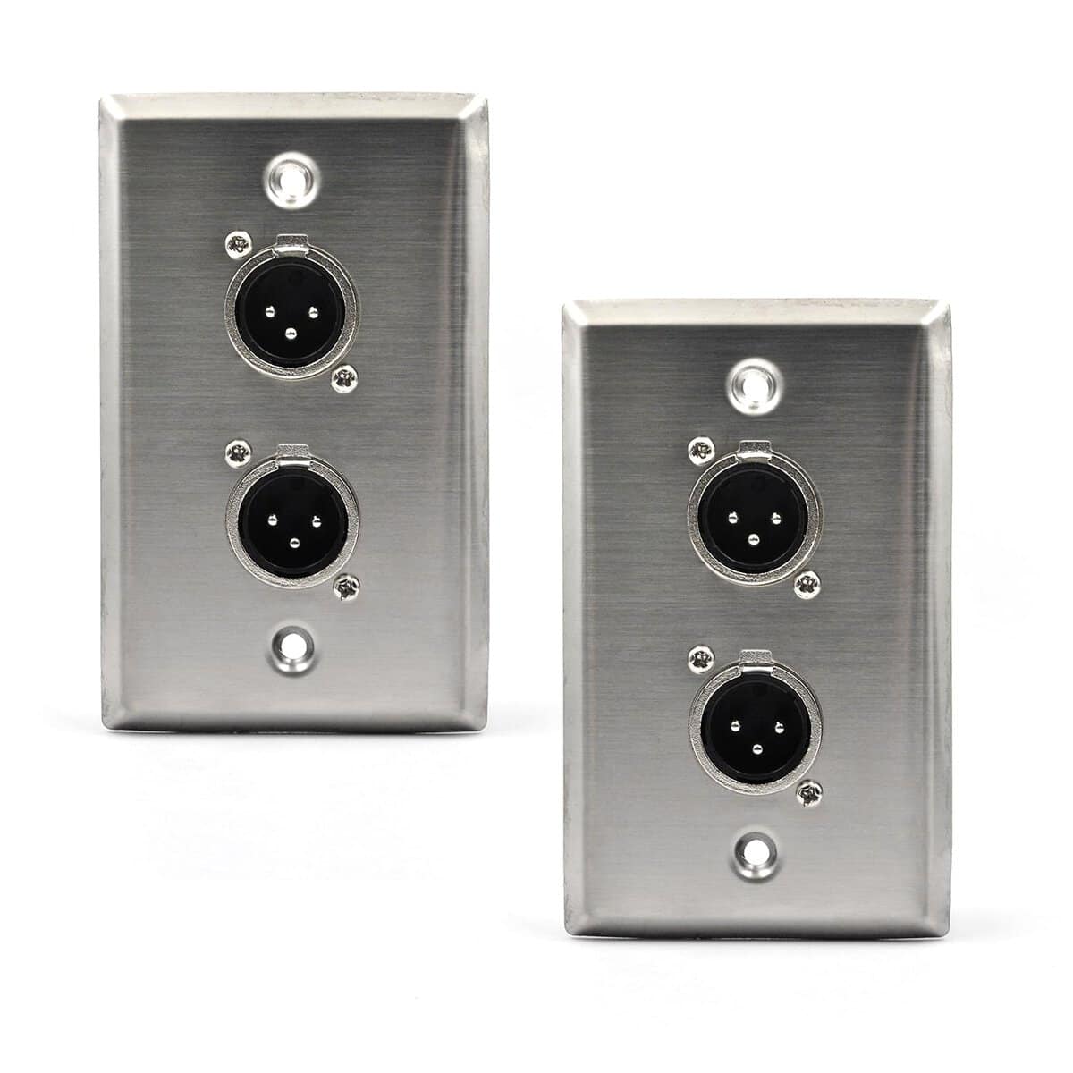 (2 Pack) Placa de Pared de Acero Inoxidable Dual XLR