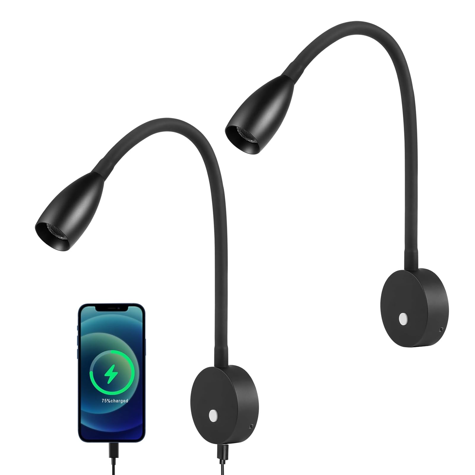 Lámpara de Lectura Dimmable para RV, Pack de 2, Totalmente