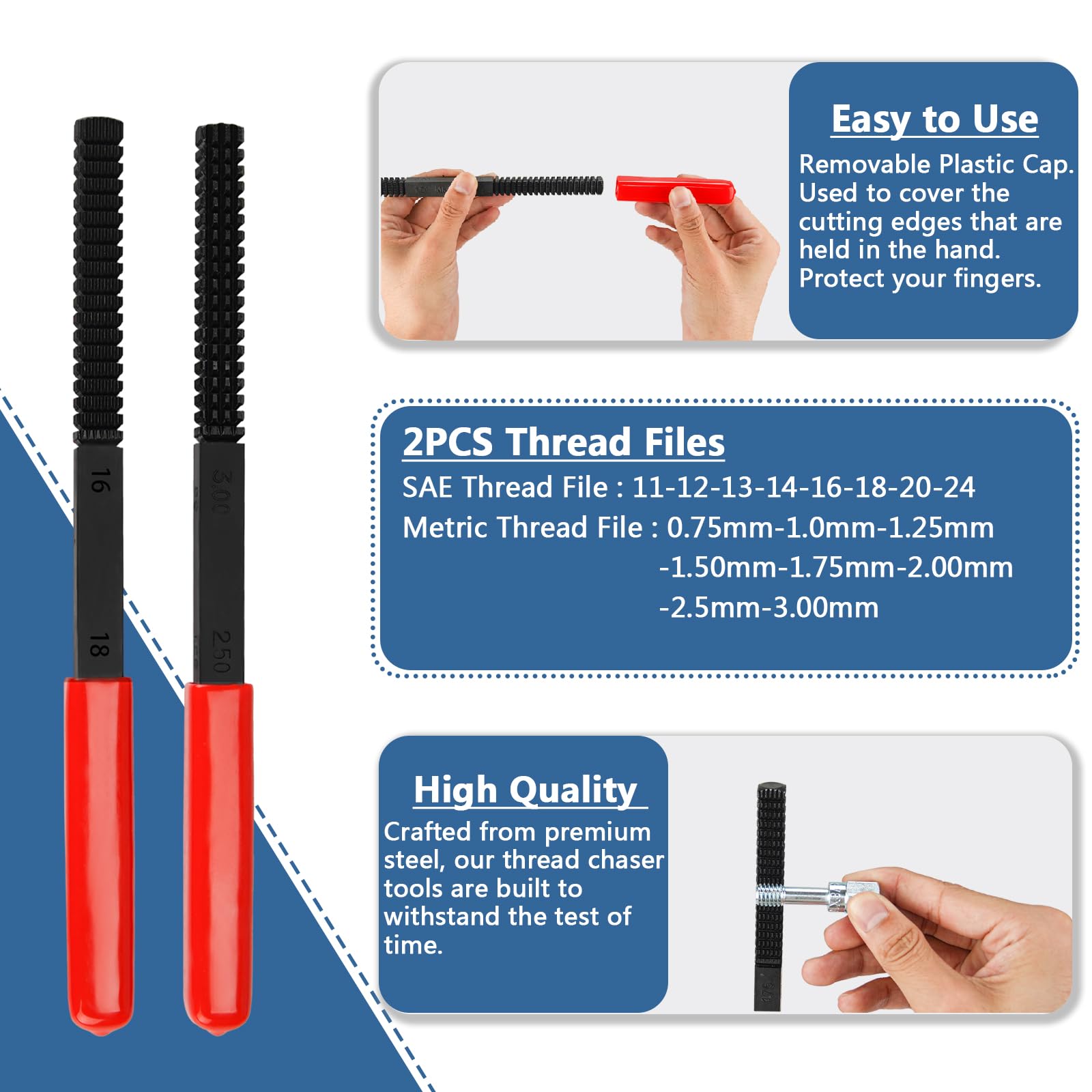 Juego de 48 Piezas de Roscado Handor Métrico y SAE con 22 - Imagen 5