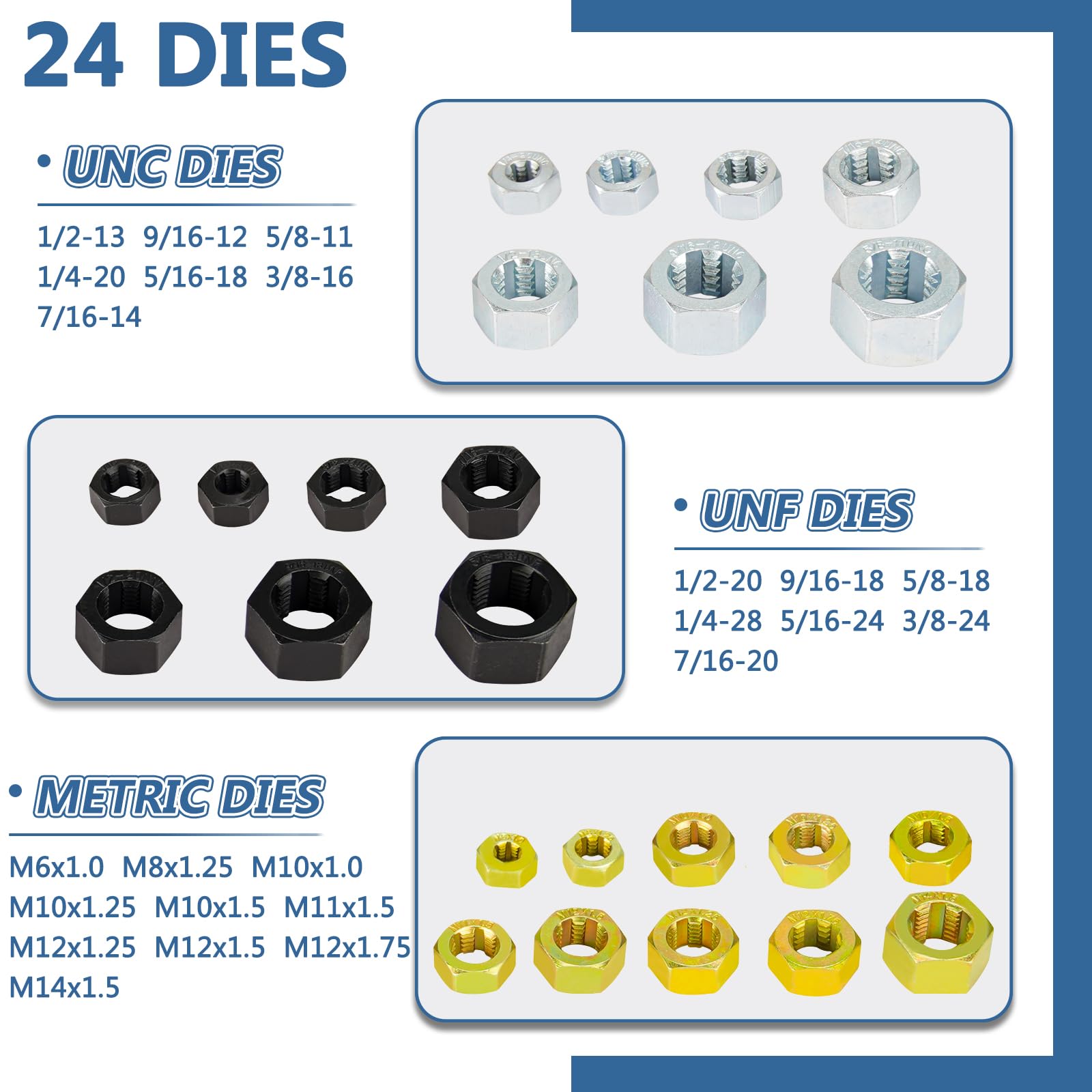 Juego de 48 Piezas de Roscado Handor Métrico y SAE con 22 - Imagen 3