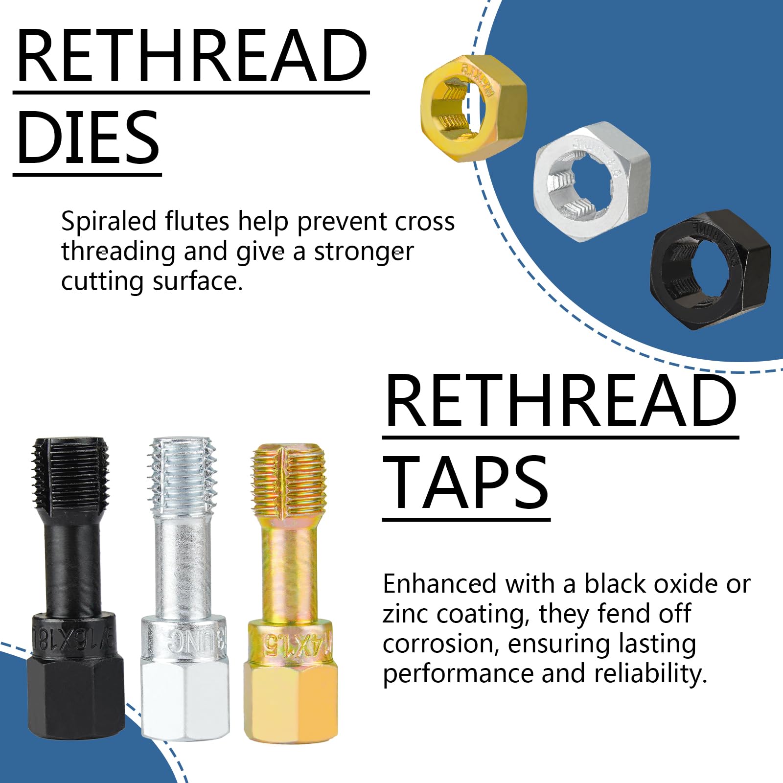 Juego de 48 Piezas de Roscado Handor Métrico y SAE con 22 - Imagen 6