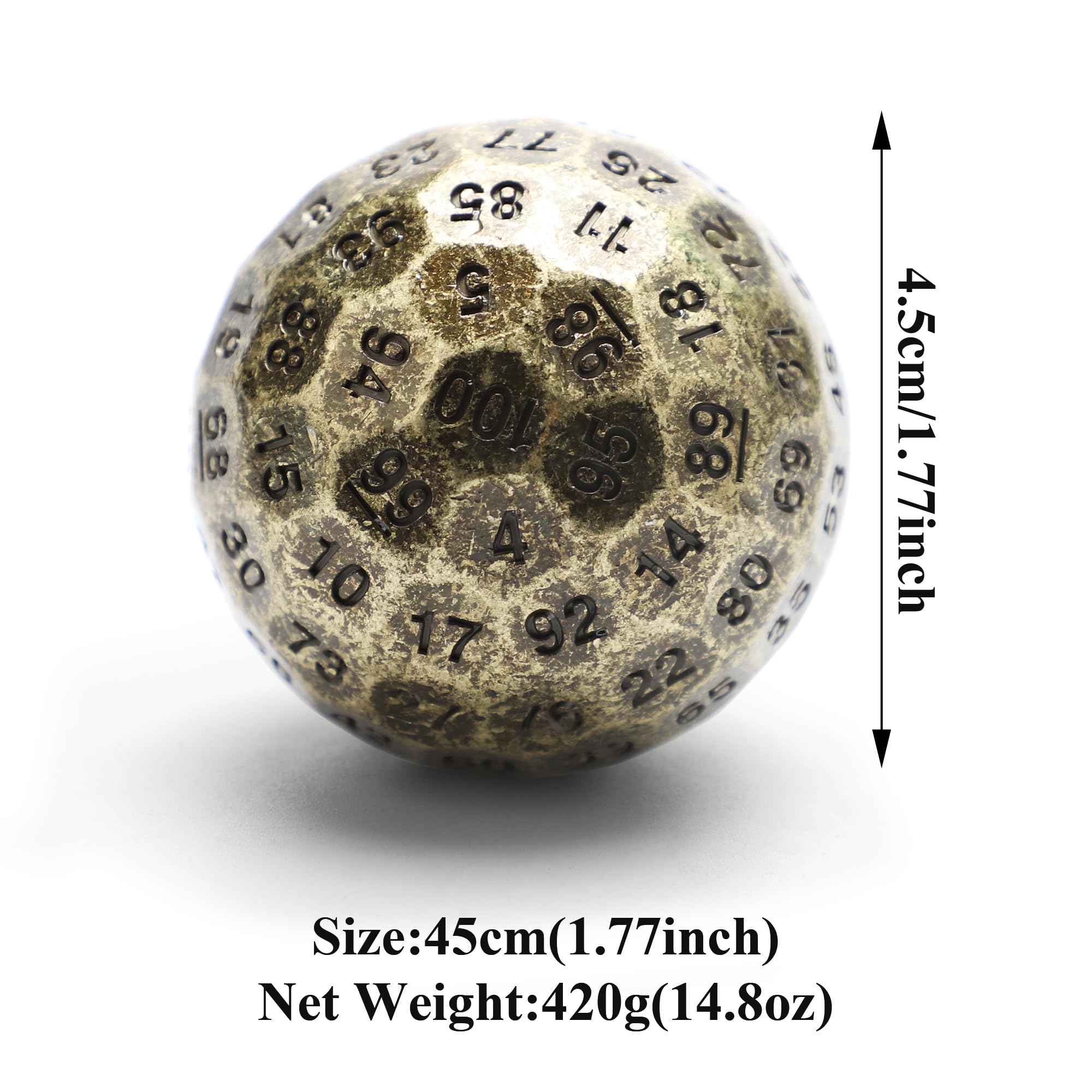 D100 Dice, Dado de 100 Lados, D100 de Metal Sólido de 1.97 - Imagen 3