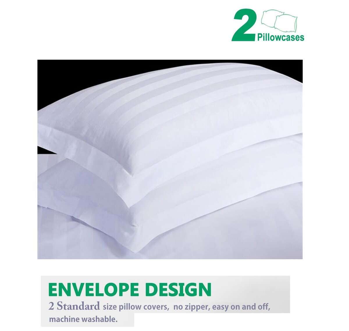 Juego de Sábanas de 100% Algodón Egipcio -Blanco - Imagen 5