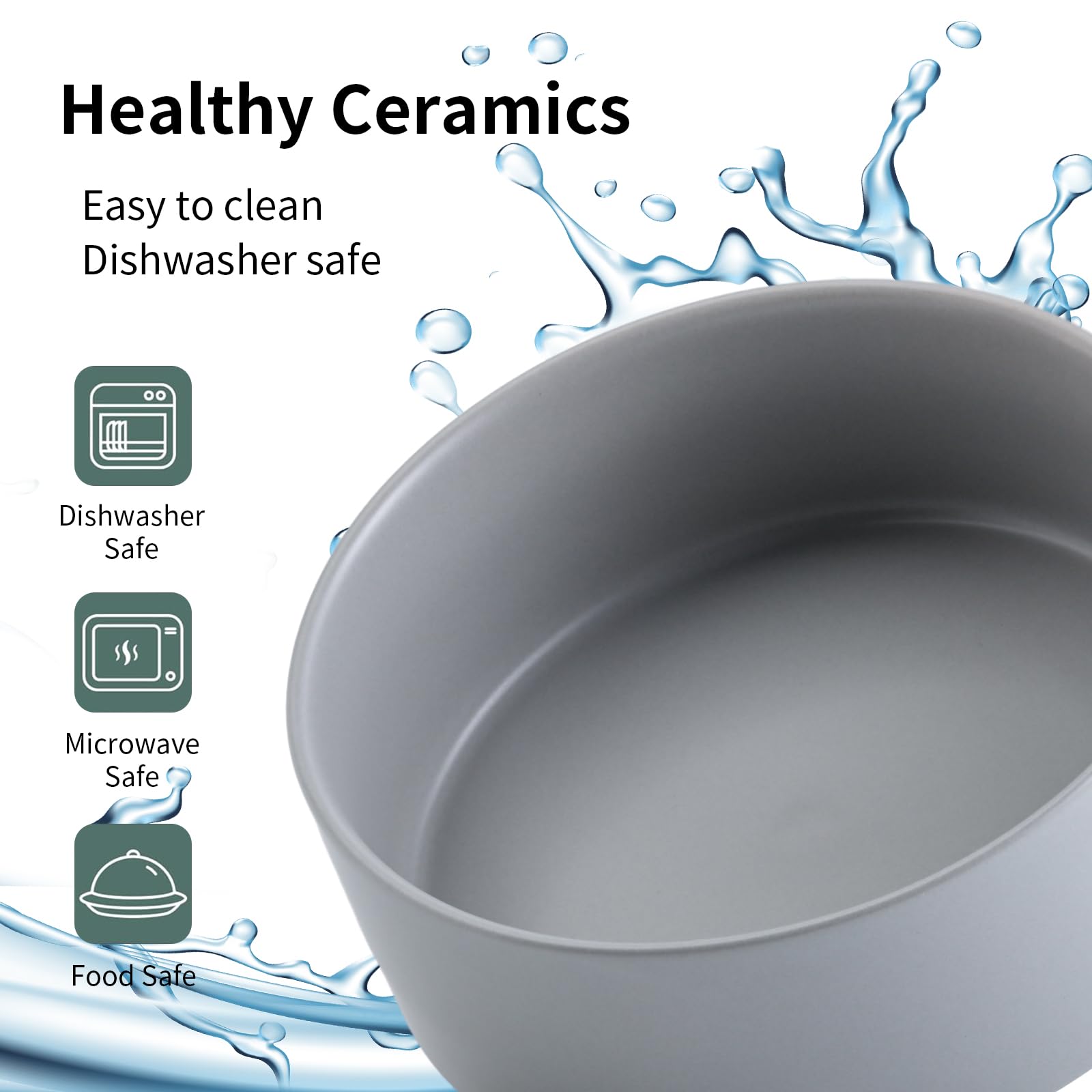 Tazón de Perro Gris de Cerámica para Razas Medianas y - Imagen 3