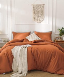 Juego de Edredón de Color Naranja Quemado King Size Hecho a